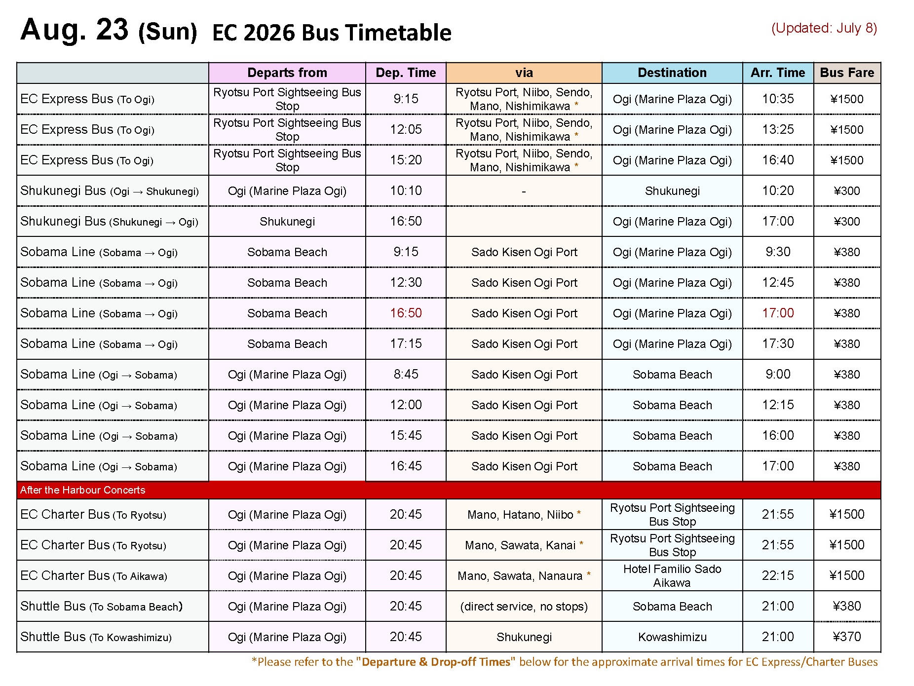 EC 2025 Bus Timetable SUN